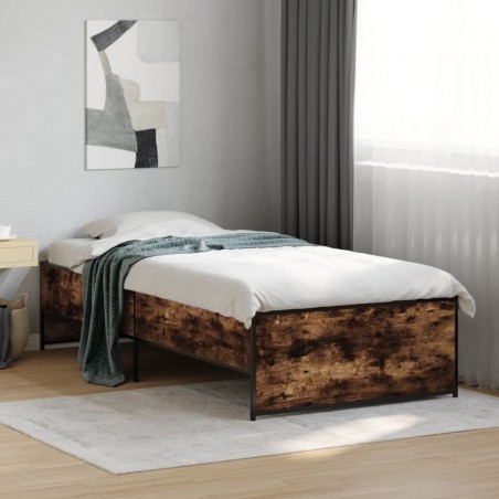 Cadre de lit sans matelas chêne fumé 90x190 cm 