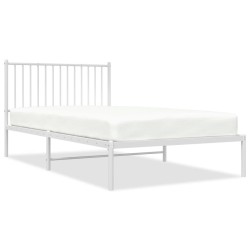Cadre de lit métal sans matelas et tête de lit blanc 107x203 cm 