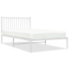 Cadre de lit métal sans matelas et tête de lit blanc 107x203 cm 
