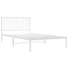 Cadre de lit métal sans matelas et tête de lit blanc 107x203 cm 
