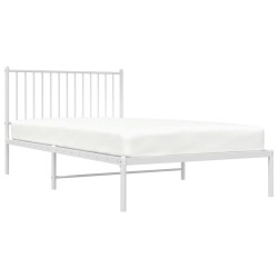Cadre de lit métal sans matelas et tête de lit blanc 107x203 cm 