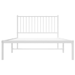 Cadre de lit métal sans matelas et tête de lit blanc 107x203 cm 