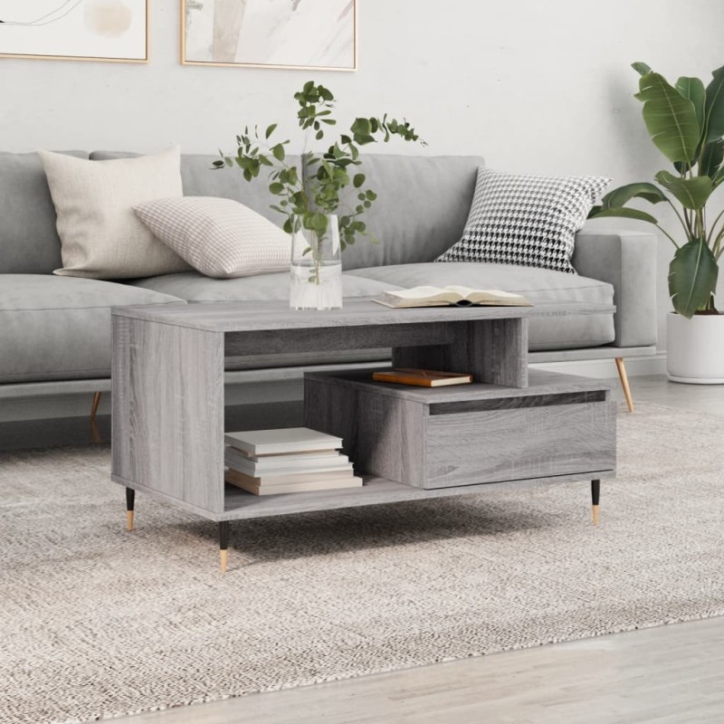 Table basse Sonoma gris 90x49x45 cm Bois d'ingénierie 