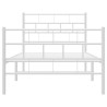 Cadre de lit métal sans matelas et pied de lit blanc 107x203 cm 