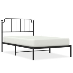 Cadre de lit métal sans matelas avec tête de lit noir 107x203cm 