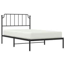 Cadre de lit métal sans matelas avec tête de lit noir 107x203cm 