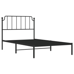 Cadre de lit métal sans matelas avec tête de lit noir 107x203cm 
