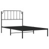 Cadre de lit métal sans matelas avec tête de lit noir 107x203cm 