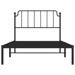 Cadre de lit métal sans matelas avec tête de lit noir 107x203cm 