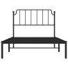 Cadre de lit métal sans matelas avec tête de lit noir 107x203cm 