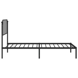 Cadre de lit métal sans matelas avec tête de lit noir 107x203cm 