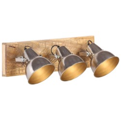 Lampe murale industrielle Argenté 70x23 cm E27 Bois de manguier 