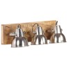 Lampe murale industrielle Argenté 70x23 cm E27 Bois de manguier 