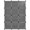 Cubes de rangement 12 pcs avec portes noir PP 