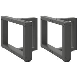 Pieds de table basse en T, 2 pièces, anthracite, 40 x 25 x (30-31) cm, acier 