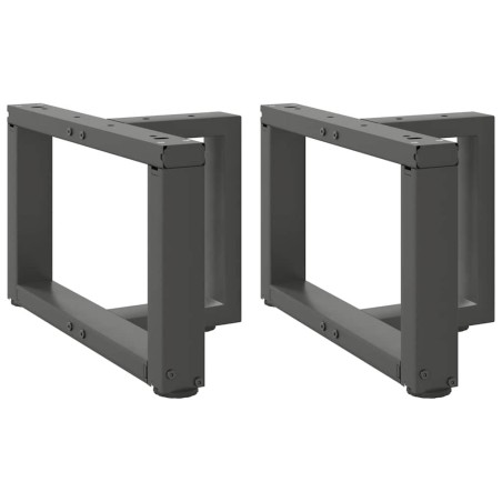 Pieds de table basse en T, 2 pièces, anthracite, 40 x 25 x (30-31) cm, acier 