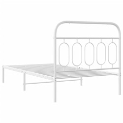 Cadre de lit métal sans matelas et tête de lit blanc 107x203 cm 