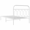 Cadre de lit métal sans matelas et tête de lit blanc 107x203 cm 