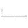 Cadre de lit métal sans matelas avec tête de lit blanc 90x190cm 