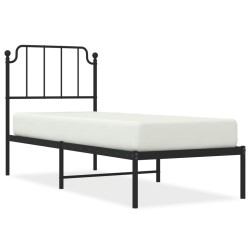 Cadre de lit métal sans matelas avec tête de lit noir 80x200 cm 