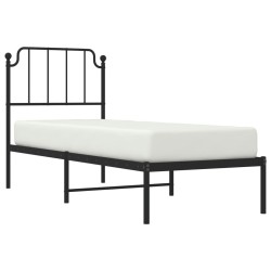 Cadre de lit métal sans matelas avec tête de lit noir 80x200 cm 