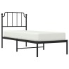 Cadre de lit métal sans matelas avec tête de lit noir 80x200 cm 