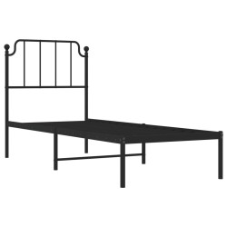 Cadre de lit métal sans matelas avec tête de lit noir 80x200 cm 