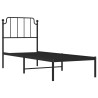 Cadre de lit métal sans matelas avec tête de lit noir 80x200 cm 