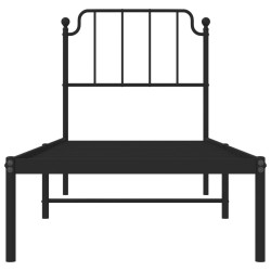Cadre de lit métal sans matelas avec tête de lit noir 80x200 cm 