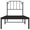 Cadre de lit métal sans matelas avec tête de lit noir 80x200 cm 