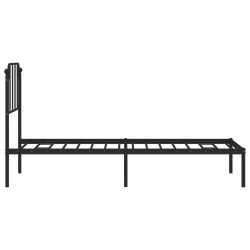 Cadre de lit métal sans matelas avec tête de lit noir 80x200 cm 