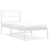 Cadre de lit métal sans matelas et tête de lit blanc 107x203 cm 