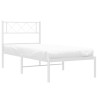 Cadre de lit métal sans matelas et tête de lit blanc 107x203 cm 