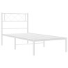 Cadre de lit métal sans matelas et tête de lit blanc 107x203 cm 