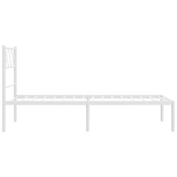Cadre de lit métal sans matelas et tête de lit blanc 107x203 cm 