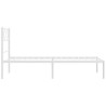 Cadre de lit métal sans matelas et tête de lit blanc 107x203 cm 