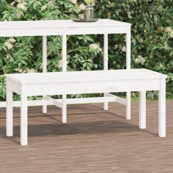 Banc de jardin blanc 109x44x45 cm bois massif de pin 
