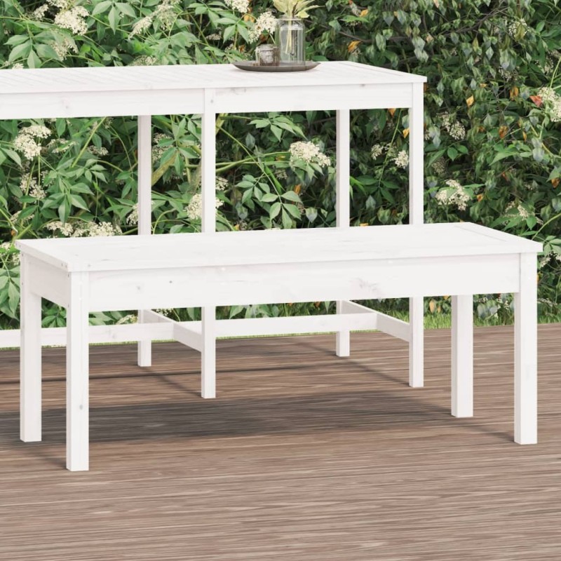 Banc de jardin blanc 109x44x45 cm bois massif de pin Banc de jardin blanc 109x44x45 cm bois massif de pin