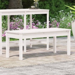 Banc de jardin blanc 109x44x45 cm bois massif de pin 