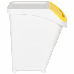 Poubelles empilables avec couvercles 3 pcs blanc PP 120 L 