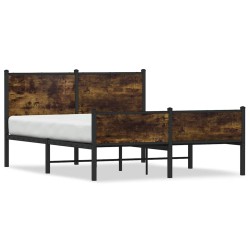 Cadre de lit en métal sans matelas chêne fumé 137x190 cm 