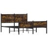 Cadre de lit en métal sans matelas chêne fumé 137x190 cm 