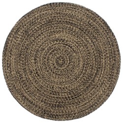 Tapis fait à la main Jute Noir et marron 180 cm 