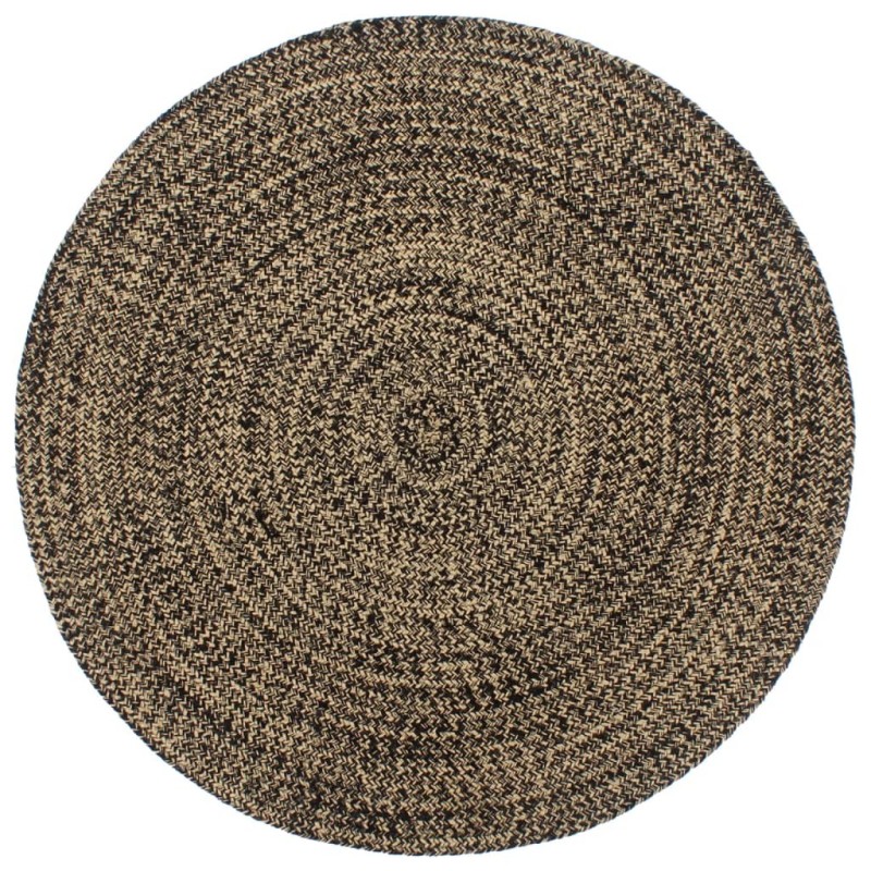 Tapis fait à la main Jute Noir et marron 180 cm 
