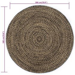 Tapis fait à la main Jute Noir et marron 180 cm 