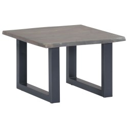Table basse avec bord naturel Gris 60x60x40 cm Bois d'acacia 