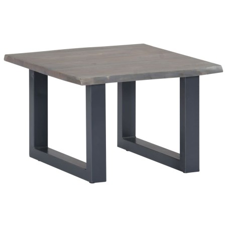 Table basse avec bord naturel Gris 60x60x40 cm Bois d'acacia 
