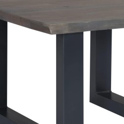 Table basse avec bord naturel Gris 60x60x40 cm Bois d'acacia 