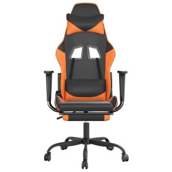 Chaise de jeu avec repose-pied Noir et orange Similicuir 