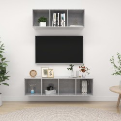 Ensemble de meuble TV 2 pcs Gris béton Bois d'ingénierie 